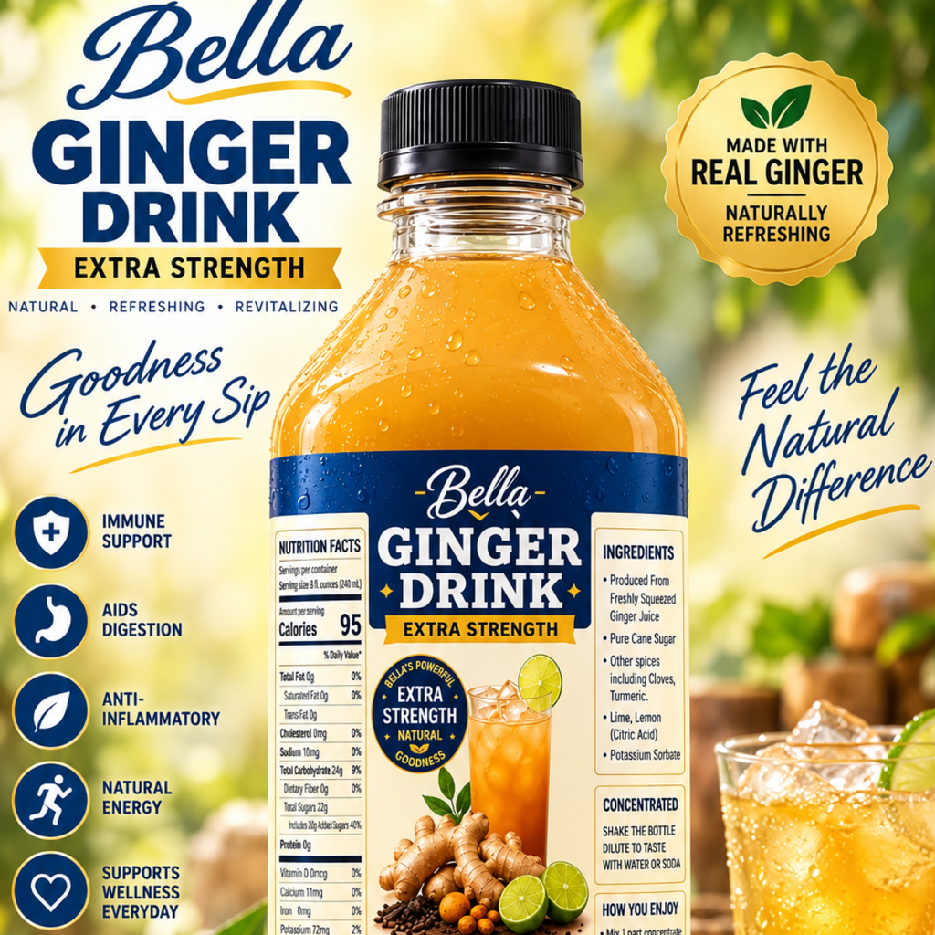Bella Ginger Extra Strength Ginger Drink Concentrate | Pharmacist Approved