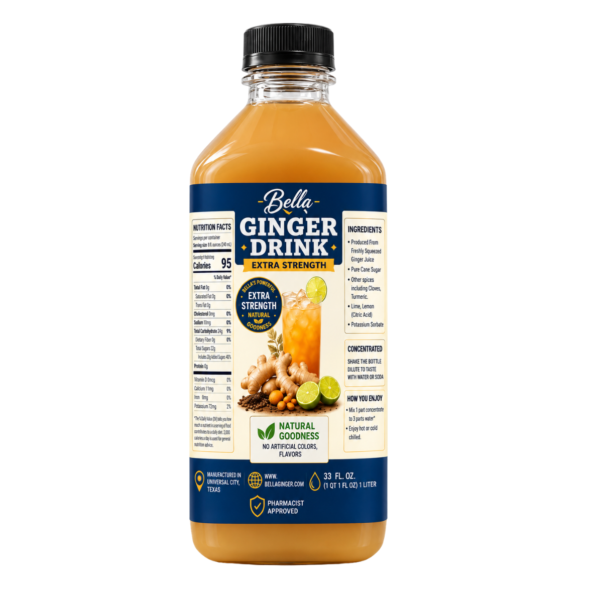 Bella Ginger Extra Strength Ginger Drink Concentrate | Pharmacist Approved